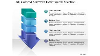 Business Diagram 3d Colored Arrow In Downward Direction PowerPoint Template