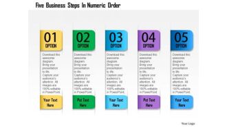 Business Diagram Five Business Steps In Numeric Order Presentation Template