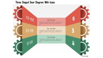 Business Diagram Three Staged Gear Diagram With Icons PowerPoint Template