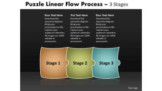 Business Finance Strategy Development Puzzle Linear Flow Process 3 Stages Marketing Diagram