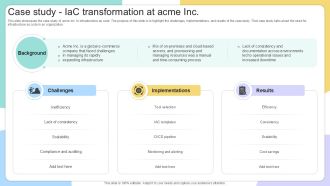 Case Study IAC Transformation IAC Tools For Performance Analysis PPT Presentation