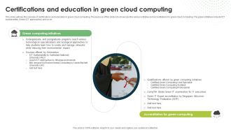 Certifications And Education In Green Cloud Computing Eco Friendly Computing IT