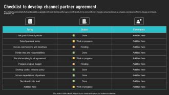 Checklist To Develop Channel Partner Agreement Cooperative Sales Tactics Template Pdf