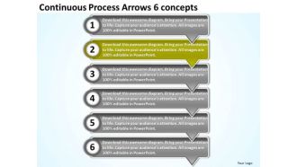 Continuous Process Arrows 6 Concepts Create Flowchart PowerPoint Slides