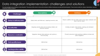 Data Integration Implementation Challenges And Solutions Data Integration Strategies For Business