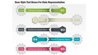 Gear Style Text Boxes For Data Representation Presentation Template