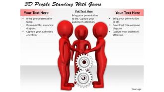 New Business Strategy 3d People Standing With Gears Adaptable Concepts