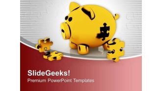 Piggy Bank With Puzzles Solution Concept PowerPoint Templates Ppt Backgrounds For Slides 0313