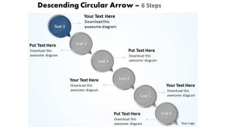 Ppt Animate Text PowerPoint 2007 Circles Downward Arrow 6 Steps Business Templates