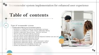 Recommender System Implementation For Enhanced User Experience Table Of Contents Summary Pdf
