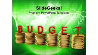 Stacks Of Golden Coins And Budget PowerPoint Templates Ppt Backgrounds For Slides 0713