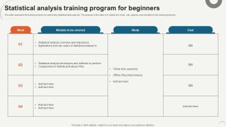 Statistical Analysis Training Program Data Analytics For Informed Decision Ppt Template
