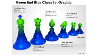 Stock Photo Green And Blue Chess Set Graphic PowerPoint Template