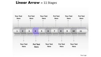 Strategy PowerPoint Template Linear Arrow 11 Stages Communication Skills Design
