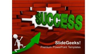 Success Coming Out From Brick Wall PowerPoint Templates Ppt Backgrounds For Slides 0113