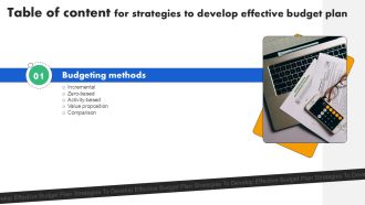 Table Of Content Strategies To Develop Effective Budget Plan Ppt PowerPoint Fin SS V