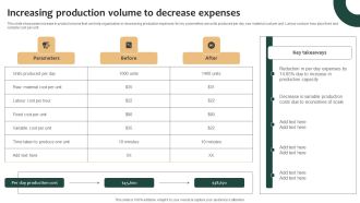 Tailored Product Approach Increasing Production Volume To Decrease Expenses Download Pdf