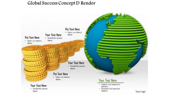 0814 Global Success Concept Globe And Golden Coins Graphic Image Graphics For PowerPoint