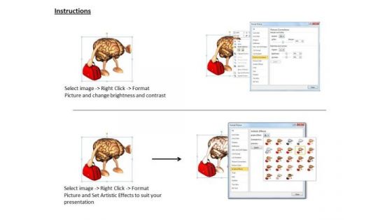 0814 Stock Photo 3d Brain Holding Red Bag PowerPoint Slide