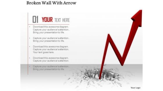 0814 Stock Photo Arrow Coming Out From Broken Surface PowerPoint Slide