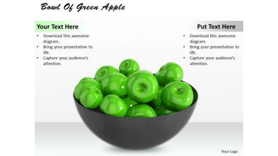 0814 Stock Photo Bowl Of Green Apples PowerPoint Slide