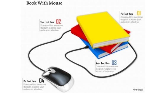 0814 Stock Photo Computer Mouse Connected To Books PowerPoint Slide
