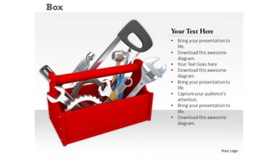 0814 Stock Photo Illustration Of Red Tool Box PowerPoint Slide