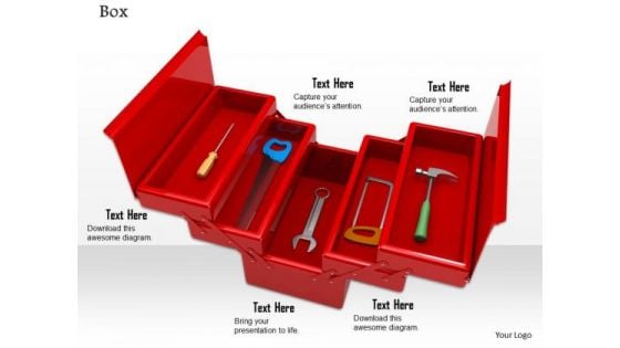 0814 Stock Photo Service Tools In Red Box PowerPoint Slide