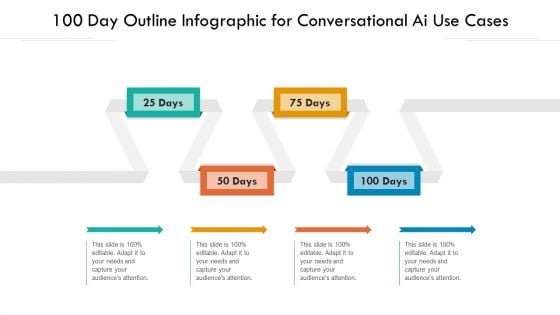 100 Day Outline Infographic For Conversational Ai Use Cases Ppt PowerPoint Presentation File Gallery PDF