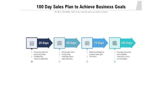 100 Day Sales Plan To Achieve Business Goals Ppt PowerPoint Presentation Background Designs PDF
