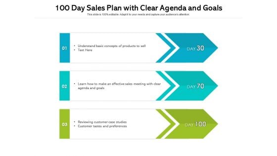 100 Day Sales Plan With Clear Agenda And Goals Ppt PowerPoint Presentation Outline Example Topics PDF 100 Day Sales Plan With Clear Agenda And Goals Ppt PowerPoint Presentation Outline Example Topics PDF