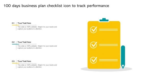 100 Days Business Plan Checklist Icon To Track Performance Download PDF