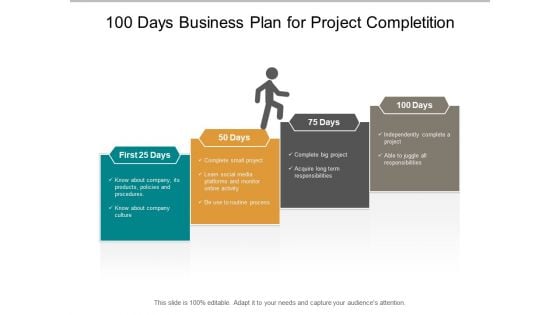 100 Days Business Plan For Project Completition Ppt PowerPoint Presentation Visual Aids Portfolio