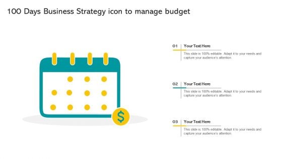 100 Days Business Strategy Icon To Manage Budget Professional PDF