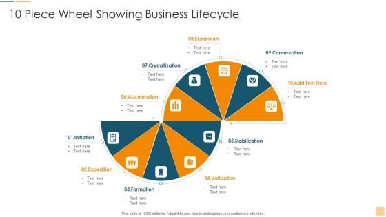 10 Piece Wheel Showing Business Lifecycle Ppt Layouts Graphics Design PDF