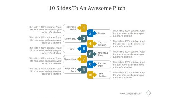 10 Slides To An Awesome Pitch Ppt PowerPoint Presentation Layout