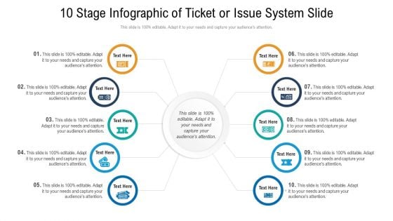 10 Stage Infographic Of Ticket Or Issue System Slide Ppt PowerPoint Presentation Slides Design Ideas PDF