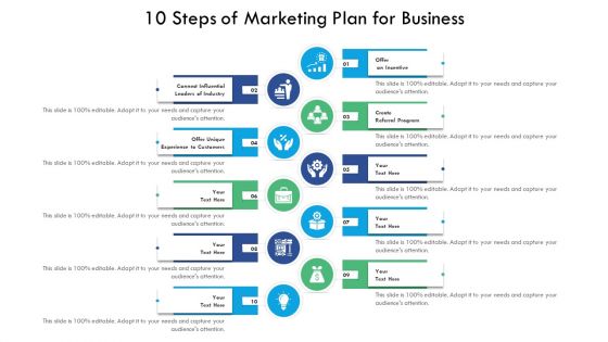 10 Steps Of Marketing Plan For Business Ppt PowerPoint Presentation File Good PDF