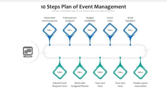 10 Steps Plan Of Event Management Ppt PowerPoint Presentation File Portfolio PDF