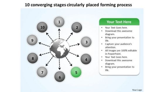 10 Converging Stages Circularly Placed Forming Process Cycle PowerPoint Templates