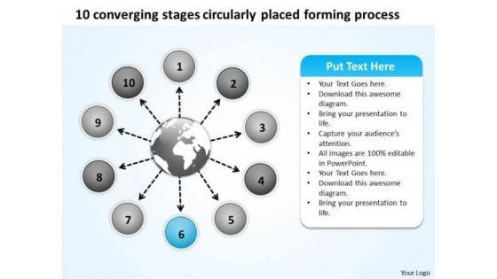 10 Converging Stages Circularly Placed Forming Process Radial Network PowerPoint Slides