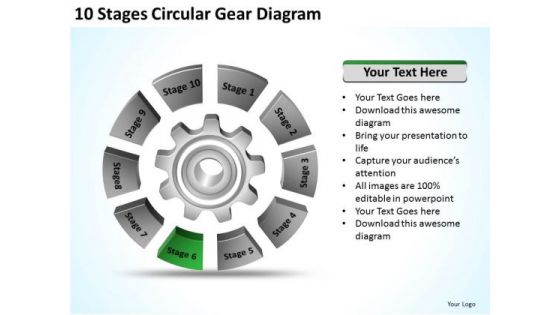 10 Stages Circular Gear Diagram Business Plan PowerPoint Templates