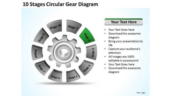 10 Stages Circular Gear Diagram Business Plan Template Download PowerPoint Templates