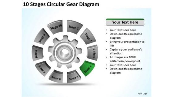 10 Stages Circular Gear Diagram Ppt Create Business Plan Free PowerPoint Templates