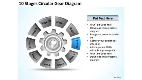 10 Stages Circular Gear Diagram Sample Business Plans For Small PowerPoint Slides