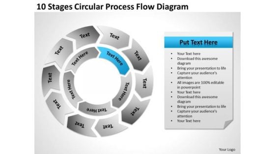 10 Stages Circular Process Flow Diagram Business Plan PowerPoint Slides