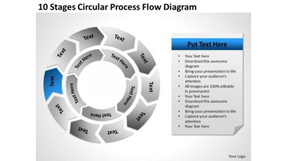 10 Stages Circular Process Flow Diagram Business Plan Template PowerPoint Templates