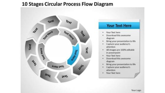 10 Stages Circular Process Flow Diagram Help With Business Plan PowerPoint Slides