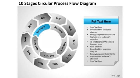 10 Stages Circular Process Flow Diagram Ppt Business Action Plan Template PowerPoint Slides