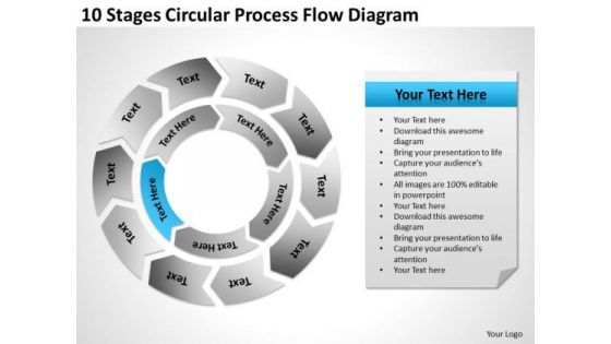 10 Stages Circular Process Flow Diagram Ppt Business Plan PowerPoint Template